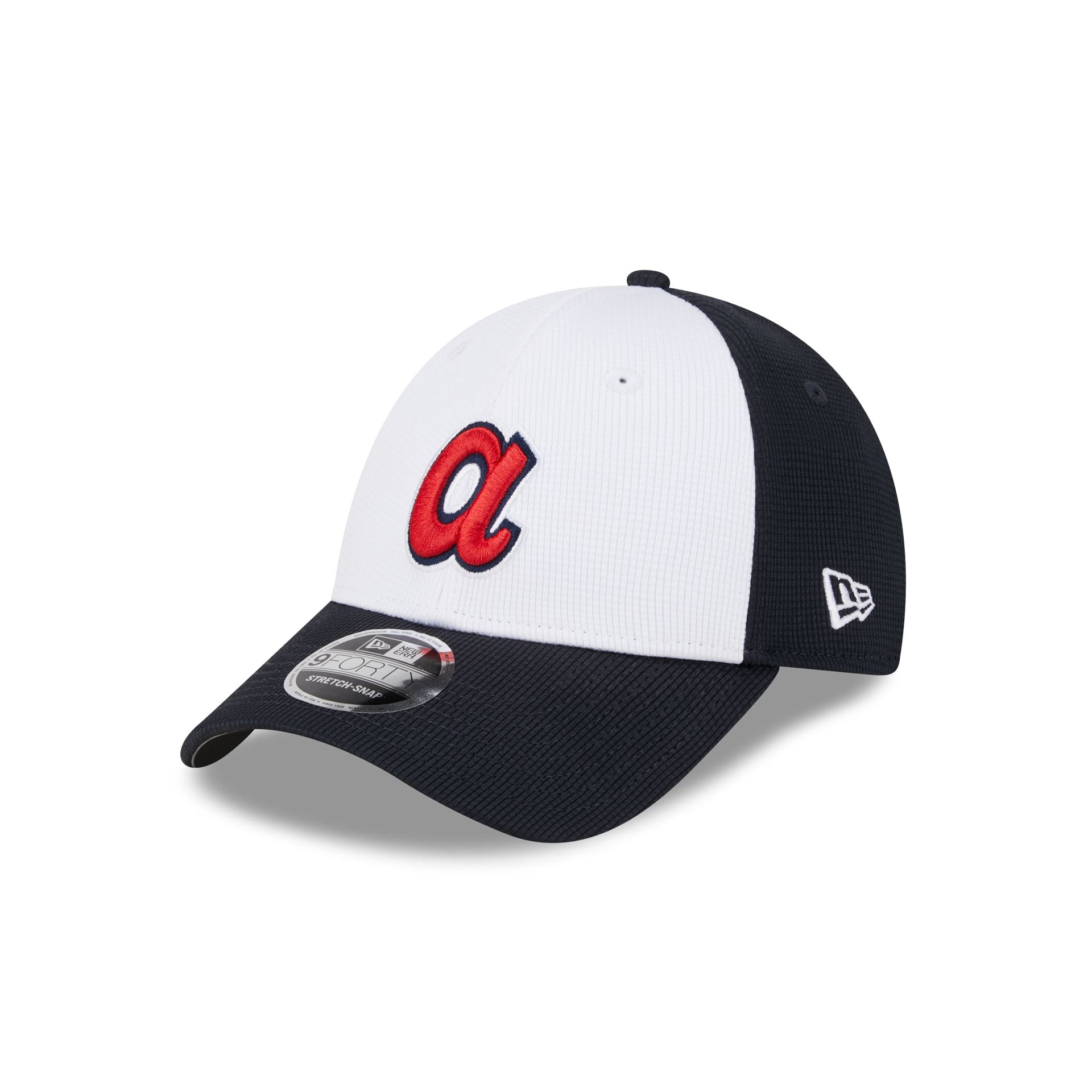 Atlanta Braves 2025 Batting Practice White 9FORTY Stretch-Snap Hat