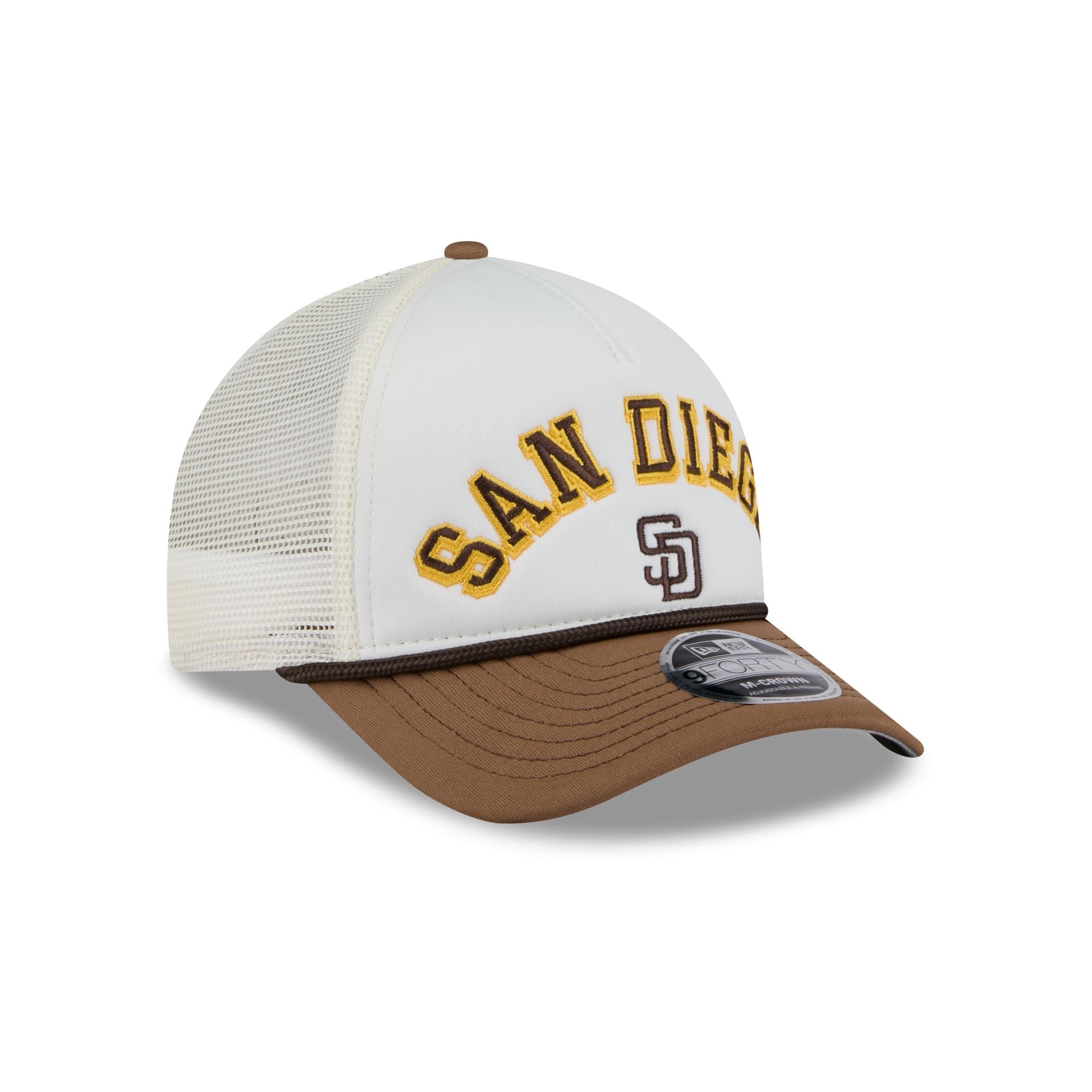 San Diego Padres Chrome Arch 9FORTY M-Crown A-Frame Trucker Hat