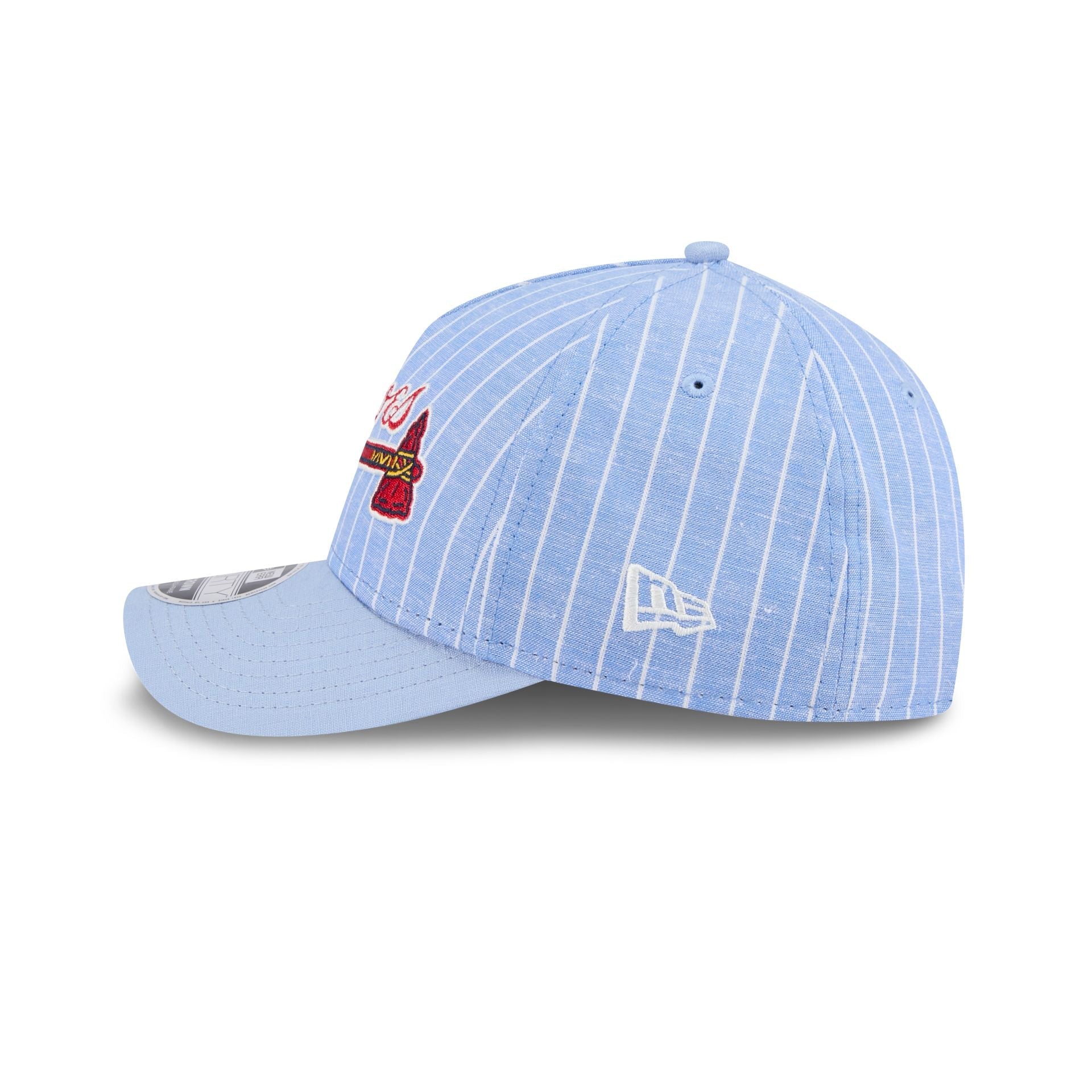 Atlanta Braves Pinstripe Linen 9FORTY M-Crown A-Frame Snapback Hat