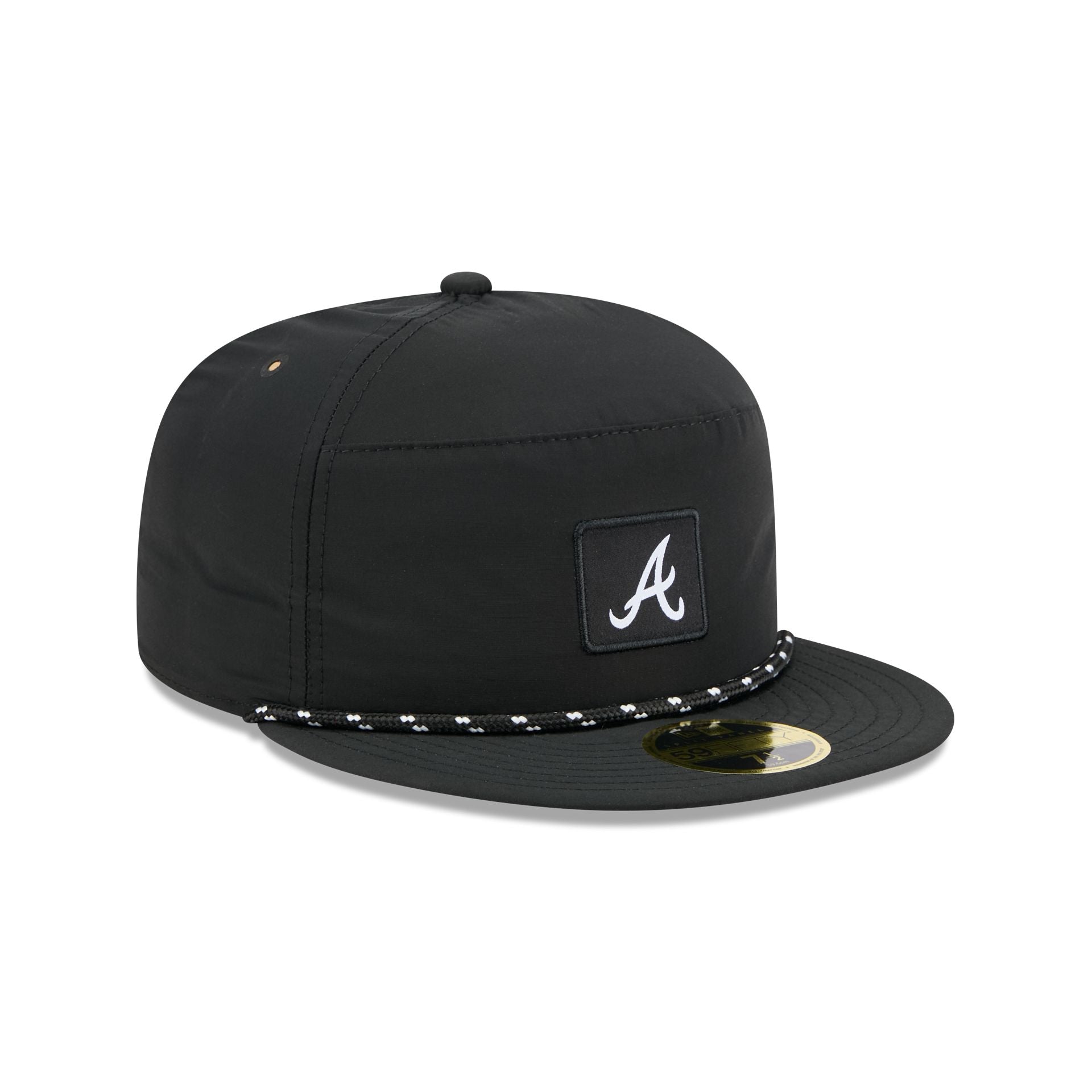 Atlanta Braves Black Poly Rope Split Panel 59FIFTY Fitted Hat