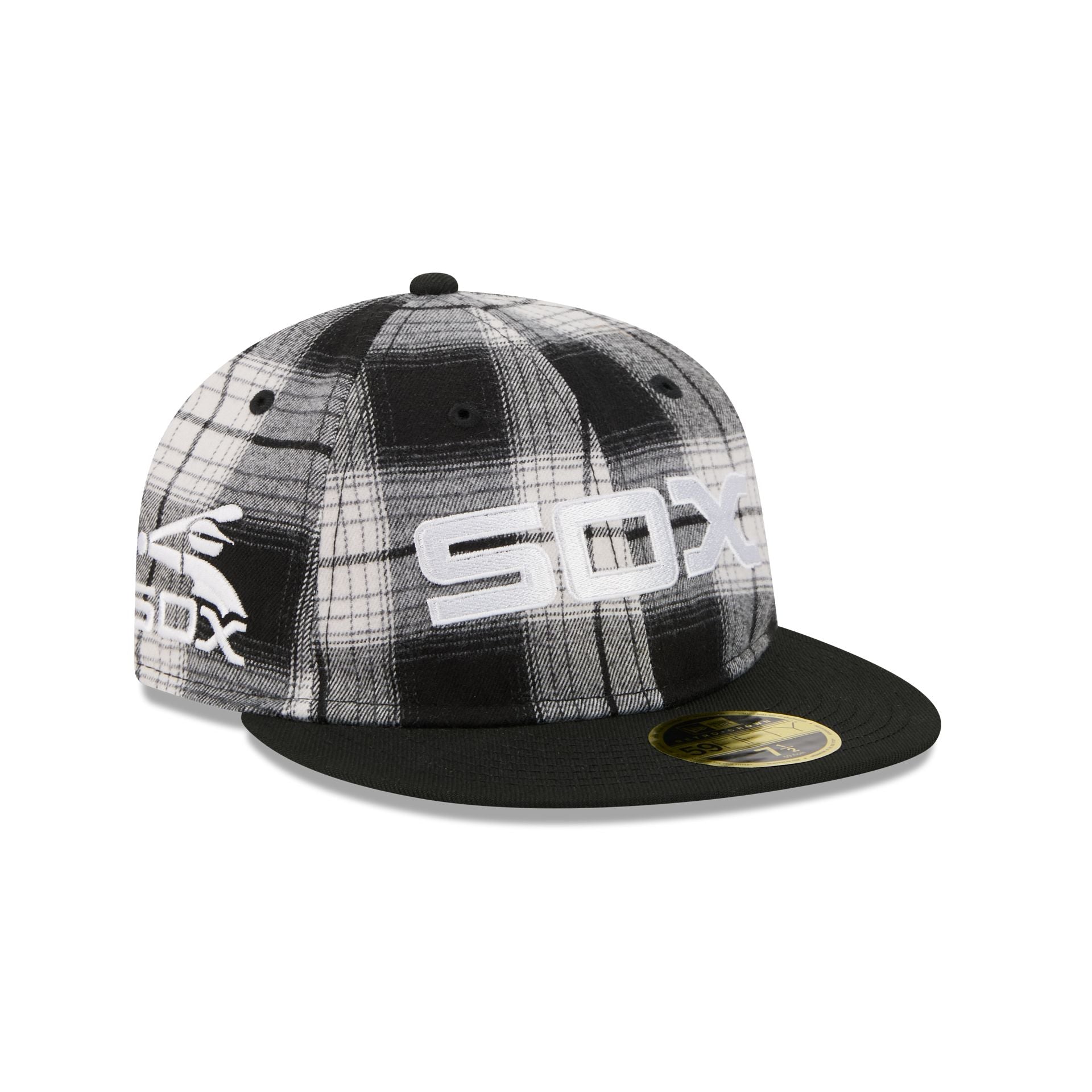 Chicago White Sox Grunge Plaid Retro Crown 59FIFTY Fitted Hat