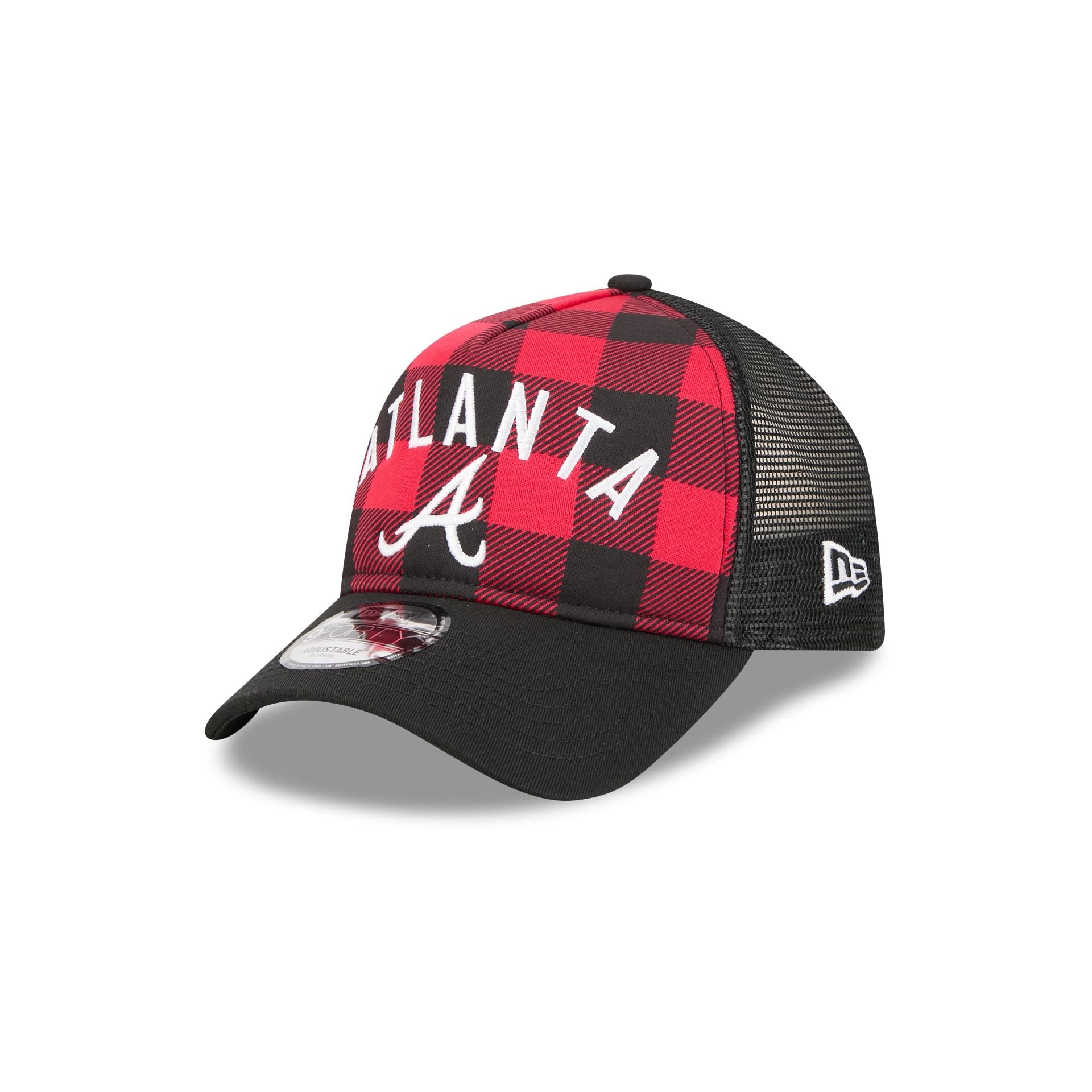 Atlanta Braves Evergreen Check 9FORTY A-Frame Trucker Hat