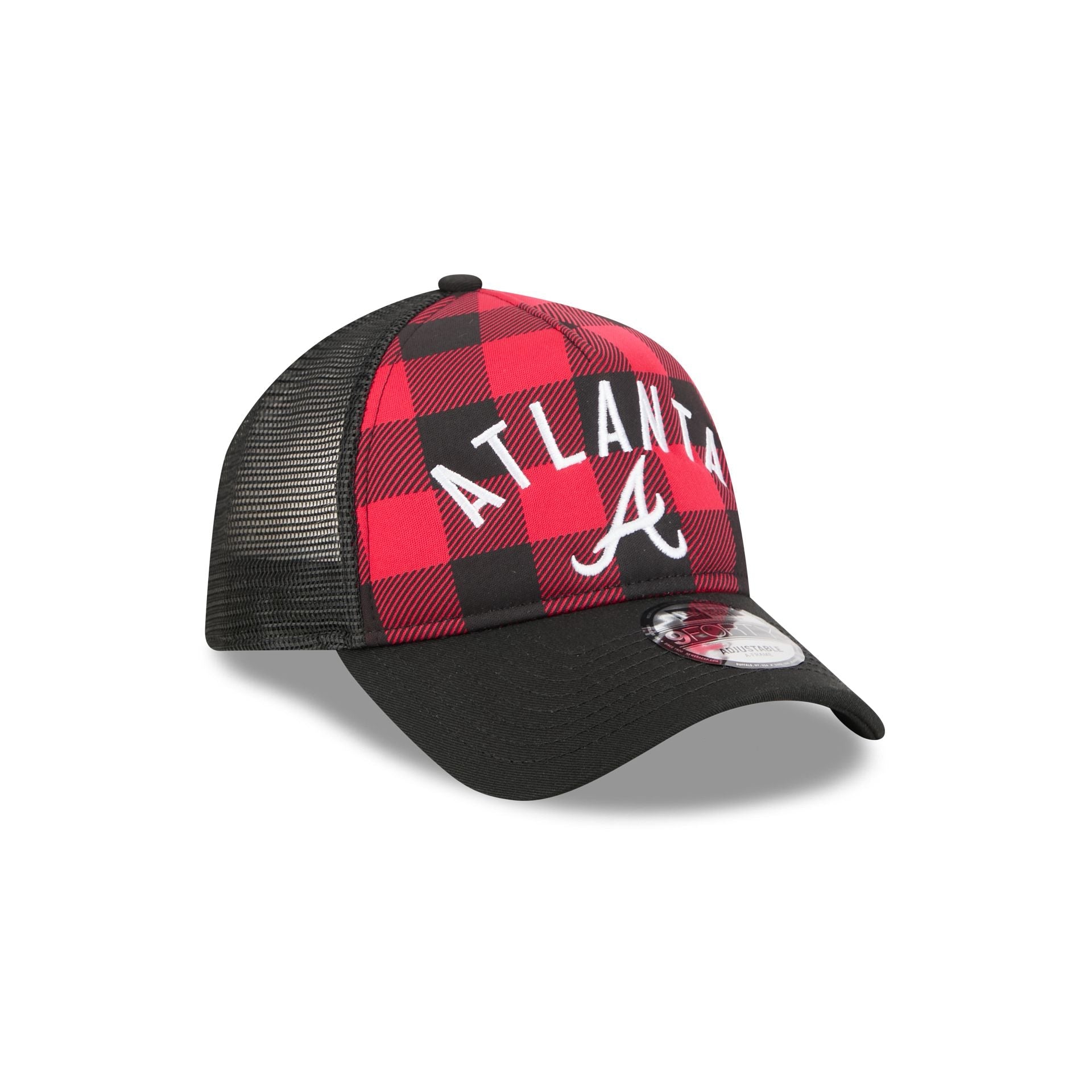 Atlanta Braves Evergreen Check 9FORTY A-Frame Trucker Hat