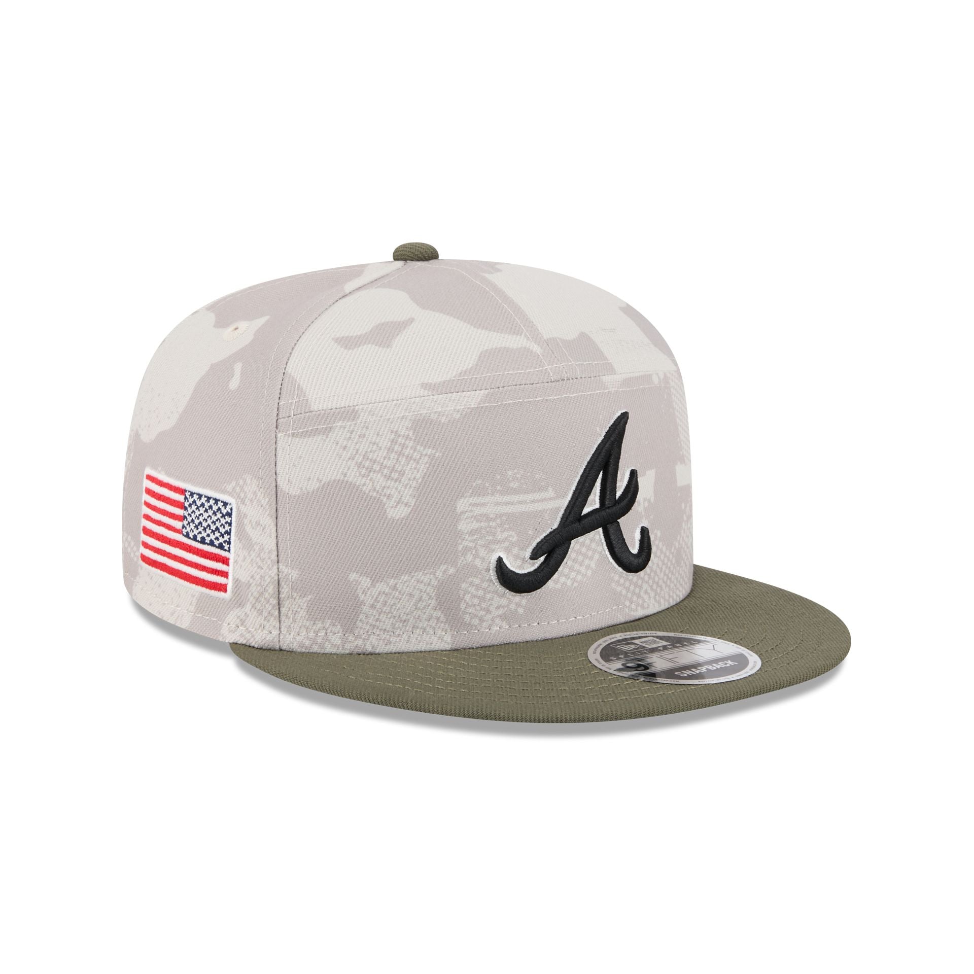 Atlanta Braves Armed Forces Day 2025 Split Panel 9FIFTY Snapback Hat