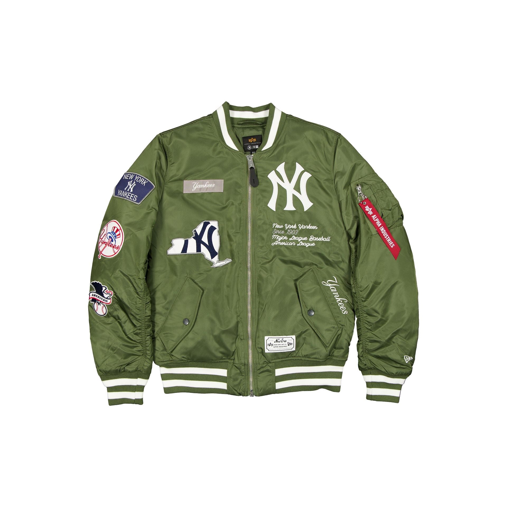 Alpha Industries x New York Yankees Olive Green MA-1 Bomber Jacket